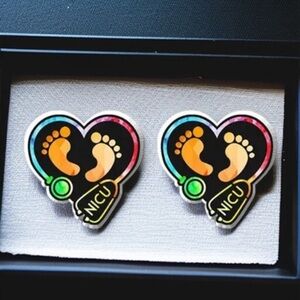 Sweet Hearts for Tiny Fighters: NICU Stud Earrings! ❤️ NWT Medical Staff Studs